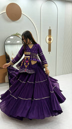 Raahi Navratri Pure Cotton Handwork Lehenga Choli with 9 Meter Flair, Designer Koti, Latkan & Ribbon Lace