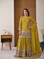 Aarna Zivah Heavy Chinon Silk 5MM Sequence Embroidered Sharara Suit Set with Dupatta