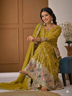 Aarna Zivah Heavy Chinon Silk 5MM Sequence Embroidered Sharara Suit Set with Dupatta