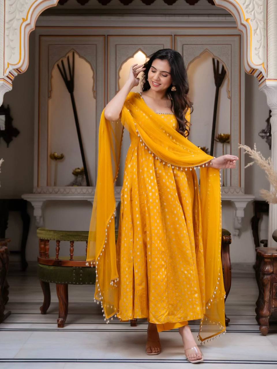 Festive Wear Mirror Embroidered Anarkali Suit for Women