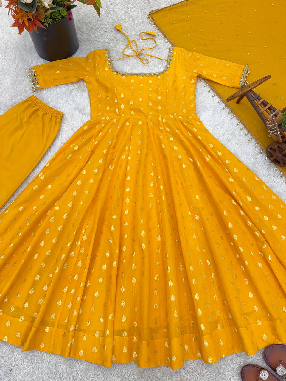 Festive Wear Mirror Embroidered Anarkali Suit for Women