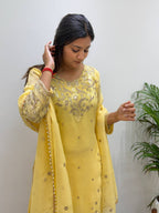 Meherika Crunchy Fabric Sequin Embroidered Top Palazzo Set with Matching Dupatta