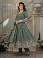 Nyraja Crunchy Silk 5mm Sequins Embroidered Anarkali Suit with Pant & Dupatta