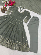 Nyraja Crunchy Silk 5mm Sequins Embroidered Anarkali Suit with Pant & Dupatta