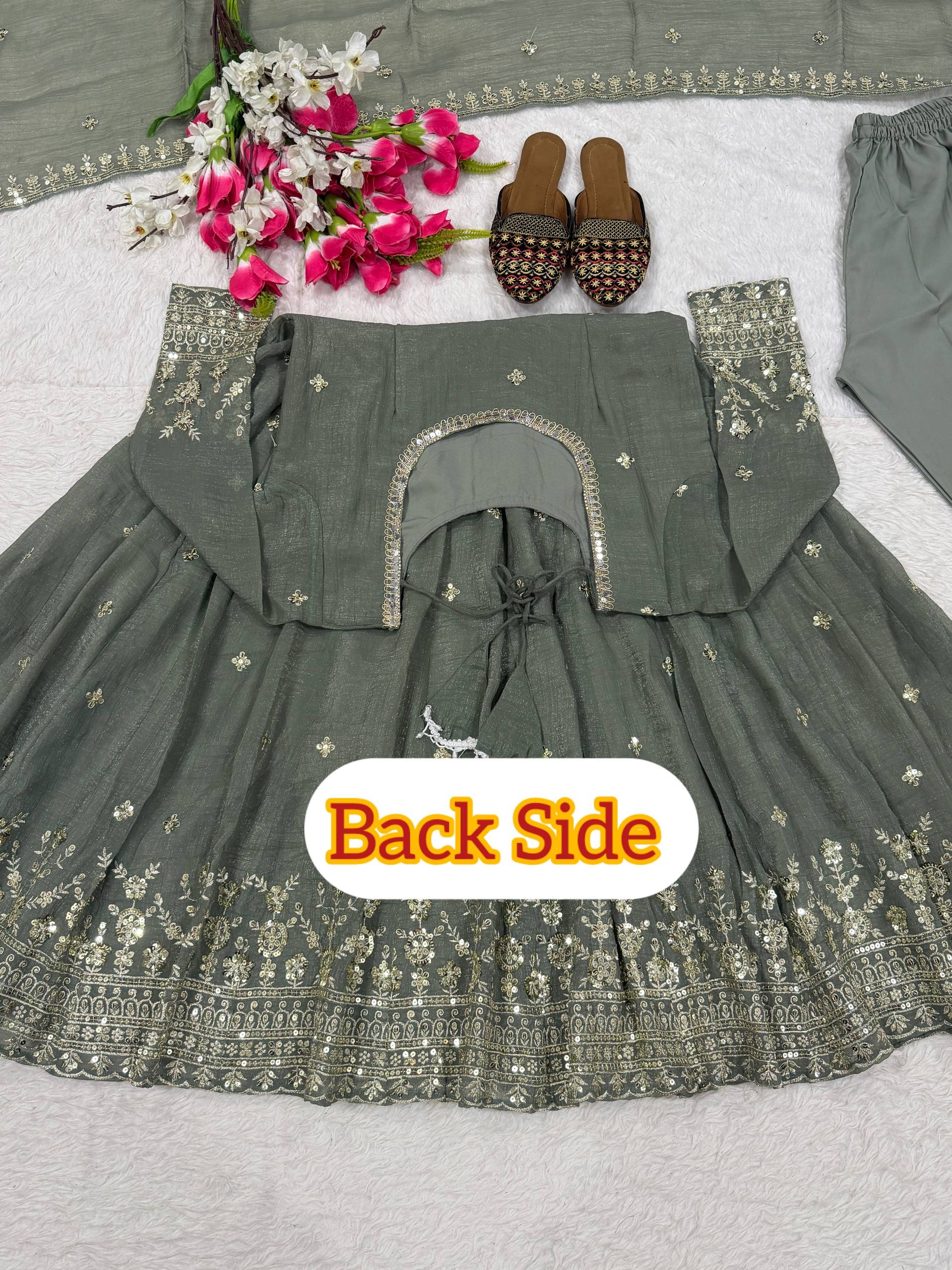 Nyraja Crunchy Silk 5mm Sequins Embroidered Anarkali Suit with Pant & Dupatta