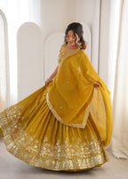 Grand Celebration Simmer Silk Lehenga With Rich Embroidery & CanCan Flair
