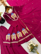 Aafreen Premium Roman Silk Embroidered Anarkali Three Piece Set with Designer Lace Border Dupatta
