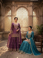 Aarini Chinon Silk Sequins Embroidered Top with Semi-Stitched Lehenga & Dupatta
