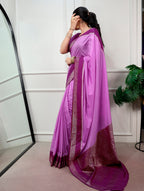 Meher Mysore Crepe Zari Weaving Saree with stitched Blouse