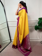 Meher Mysore Crepe Zari Weaving Saree with stitched Blouse