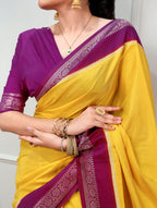 Meher Mysore Crepe Zari Weaving Saree with stitched Blouse