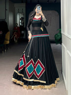 Maira Marble Base Lace Accents Embroidered Lehenga Choli with Cowrie Bell Detailing
