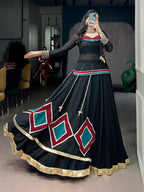 Maira Marble Base Lace Accents Embroidered Lehenga Choli with Cowrie Bell Detailing