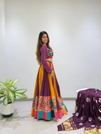 Meher 2026 Navratri Designer Rayon Lehenga Choli with Real Mirror & Jarkan Work, 6 Meter Flair and Bandhni Dupatta