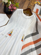 Ruhani Premium Mal Cotton Embroidered Suit Set with Fancy Sleeve Top, Pant & Printed Dupatta