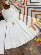 Ruhani Premium Mal Cotton Embroidered Suit Set with Fancy Sleeve Top, Pant & Printed Dupatta