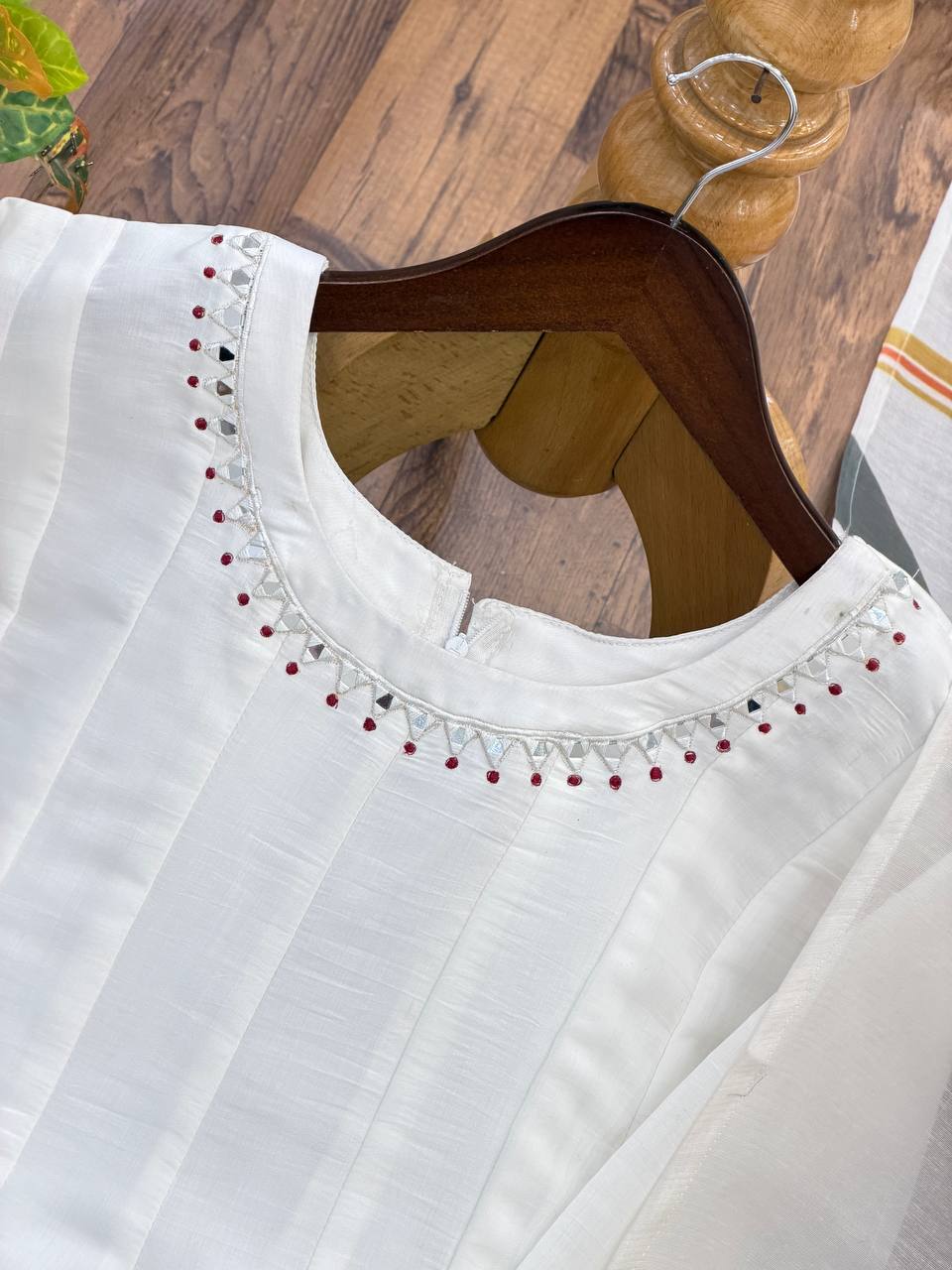 Ruhani Premium Mal Cotton Embroidered Suit Set with Fancy Sleeve Top, Pant & Printed Dupatta