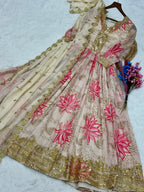 Premium Sequin Work Anarkali Gown with Cutwork Dupatta