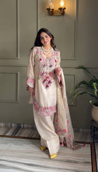 Designer Heavy Georgette Farshi Suit with Thread Embroidery Work