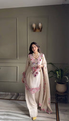 Designer Heavy Georgette Farshi Suit with Thread Embroidery Work