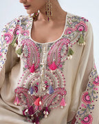 Designer Heavy Georgette Farshi Suit with Thread Embroidery Work