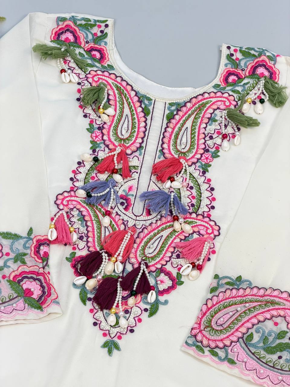 Designer Heavy Georgette Farshi Suit with Thread Embroidery Work