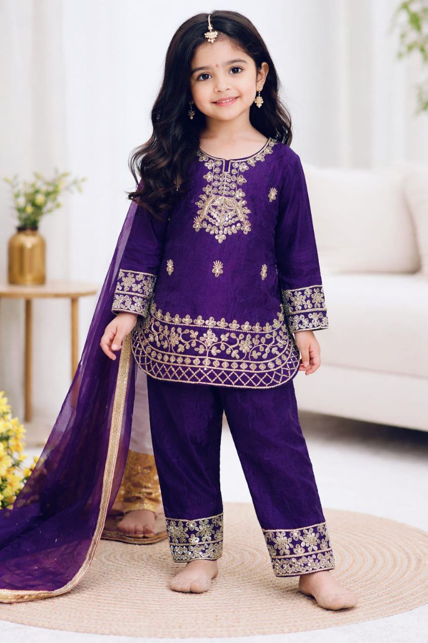 Yashvika Silk Sequins Embroidered Palazzo Suit with Dupatta