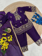 Yashvika Silk Sequins Embroidered Palazzo Suit with Dupatta