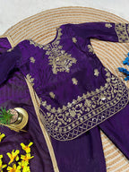 Yashvika Silk Sequins Embroidered Palazzo Suit with Dupatta