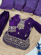 Yashvika Silk Sequins Embroidered Palazzo Suit with Dupatta