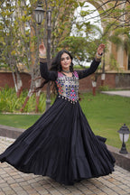 Rangrez Mirror Work Gota Patti Designer Navratri Gown