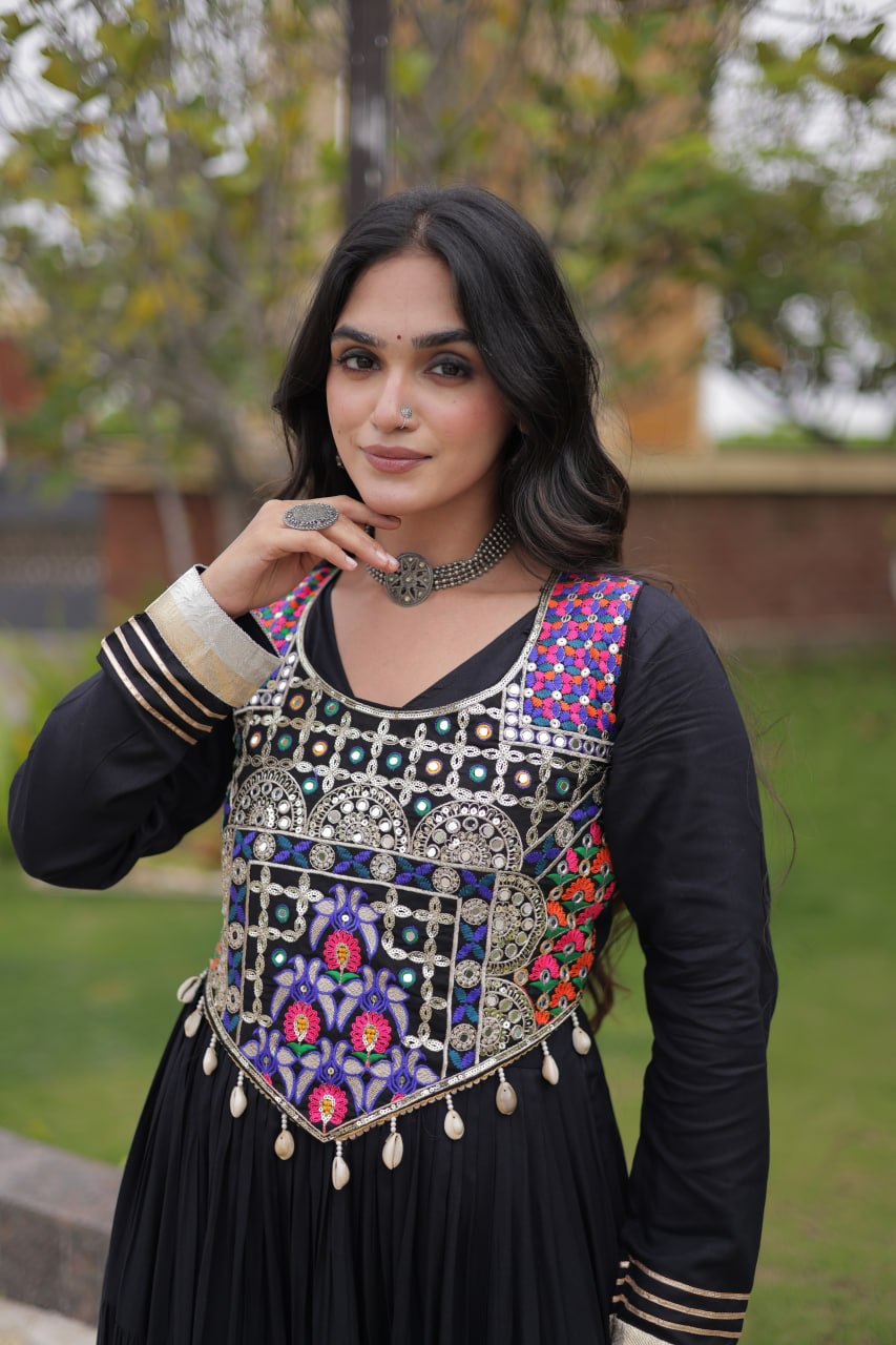 Rangrez Mirror Work Gota Patti Designer Navratri Gown