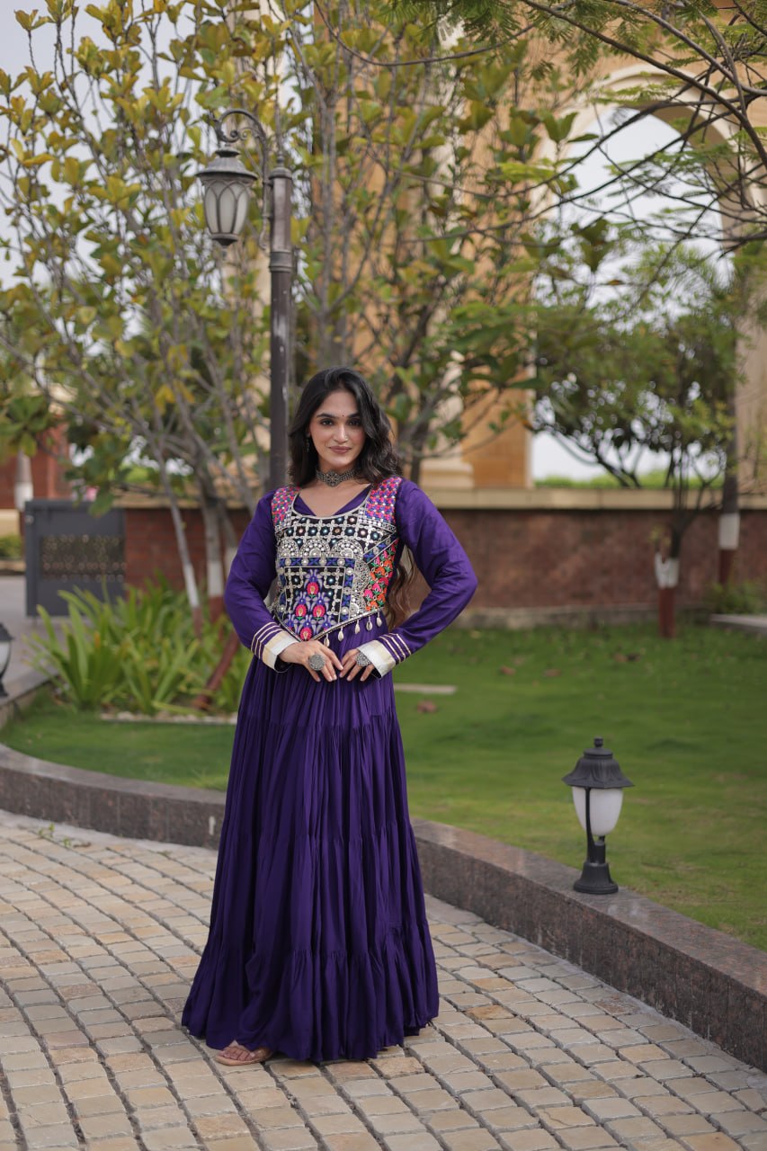 Rangrez Mirror Work Gota Patti Designer Navratri Gown