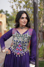 Rangrez Mirror Work Gota Patti Designer Navratri Gown