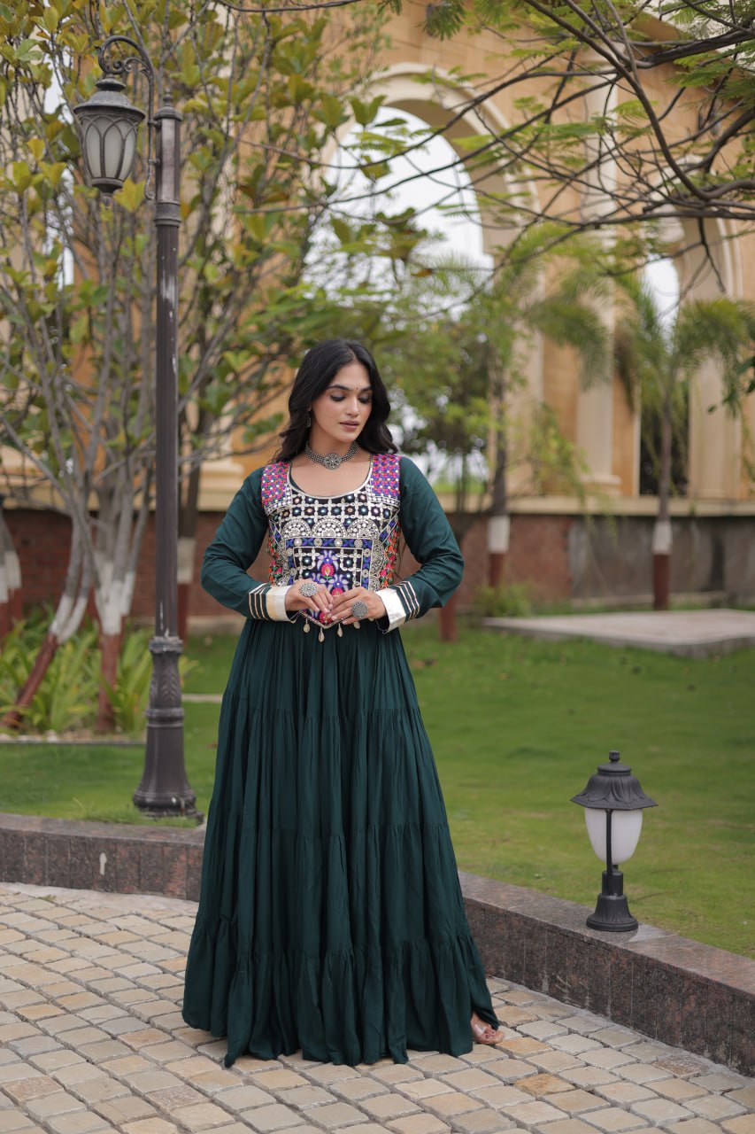 Rangrez Mirror Work Gota Patti Designer Navratri Gown