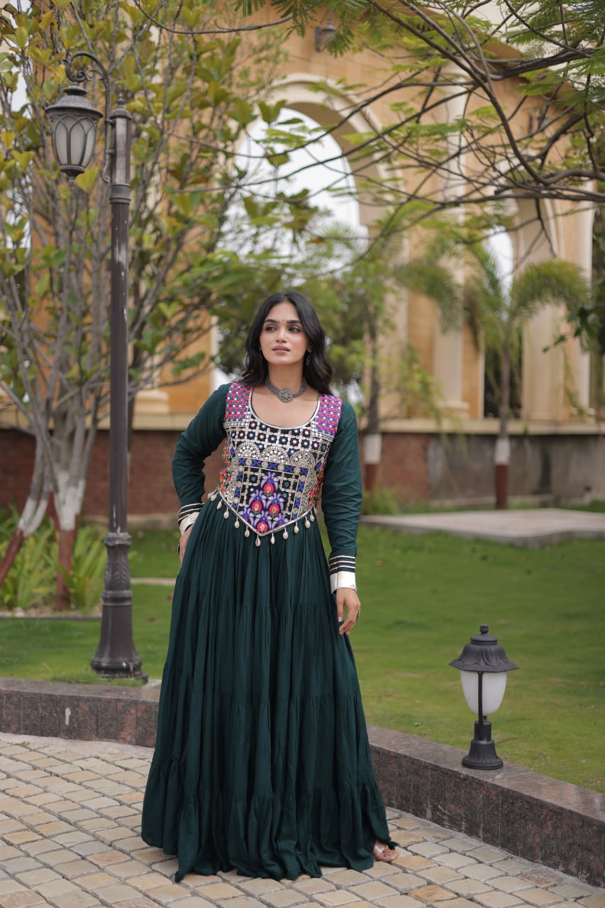 Rangrez Mirror Work Gota Patti Designer Navratri Gown
