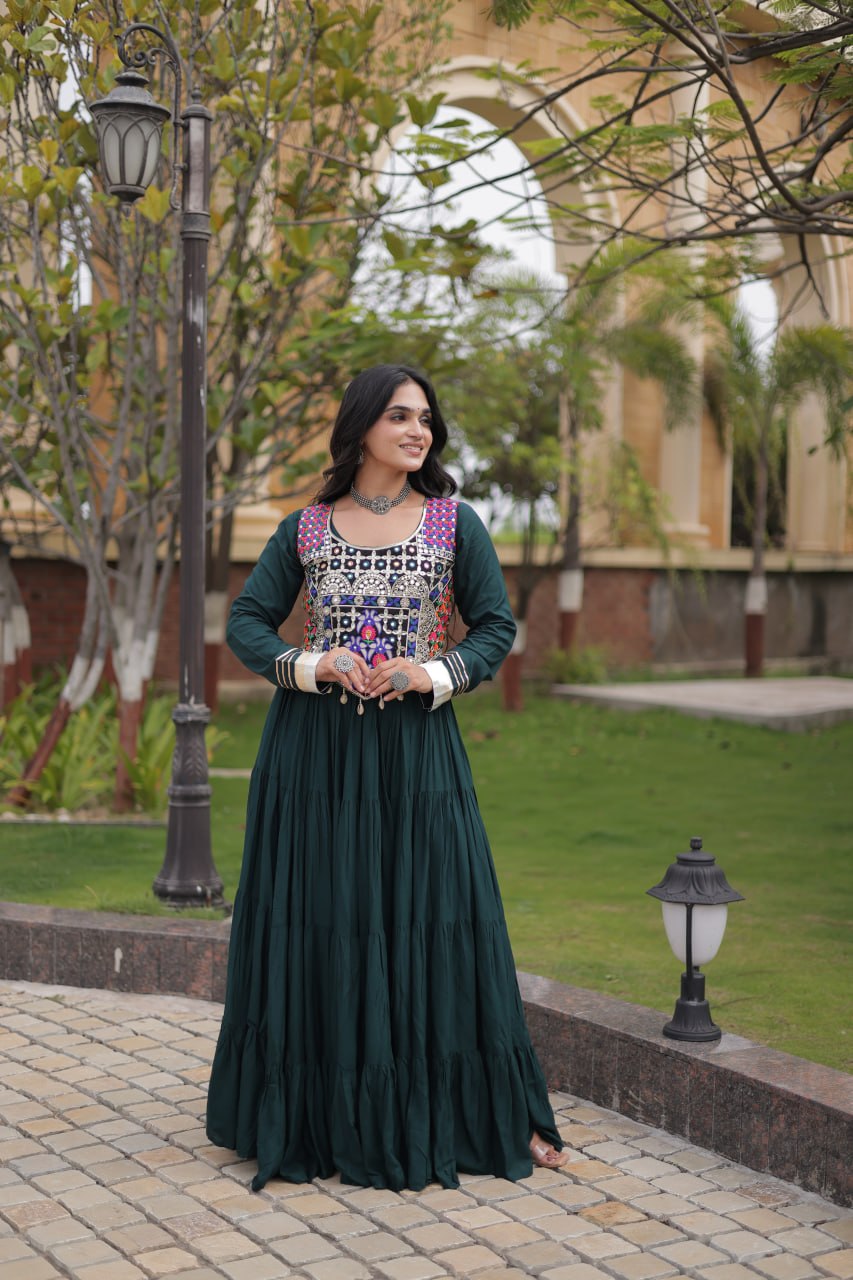 Rangrez Mirror Work Gota Patti Designer Navratri Gown