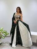 Vihana Navratri Designer Rayon Mirror Work Lehenga Choli with Meter Flair and Bandhni Dupatta