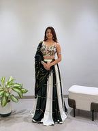 Vihana Navratri Designer Rayon Mirror Work Lehenga Choli with Meter Flair and Bandhni Dupatta