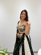 Vihana Navratri Designer Rayon Mirror Work Lehenga Choli with Meter Flair and Bandhni Dupatta