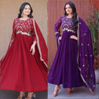 Designer Faux Blooming Anarkali Gown with Embroidered Dupatta