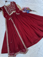 Designer Faux Blooming Anarkali Gown with Embroidered Dupatta