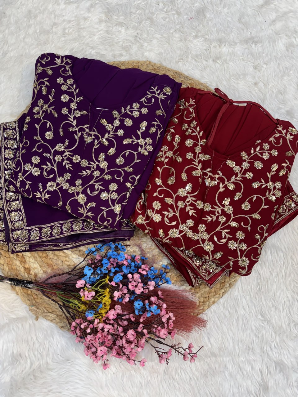 Designer Faux Blooming Anarkali Gown with Embroidered Dupatta