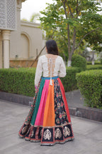 Aarohi Cotton Printed Mirror Work Lehenga with Kutchi Gamthi Embroidered Blouse