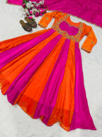 Virellia Designer Heavy Fandy Silk Anarkali Suit with 3mm Sequin & Embroidery Work Dupatta