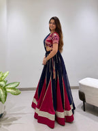 Designer Rayon Mirror Work Lehenga Choli with 6 Meter Flair and Gotta Patti Georgette Dupatta