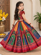 Navratri Designer Chinon Silk Lehenga Choli with Digital Print, Hand Mirror Work & Fancy Latkan Dori