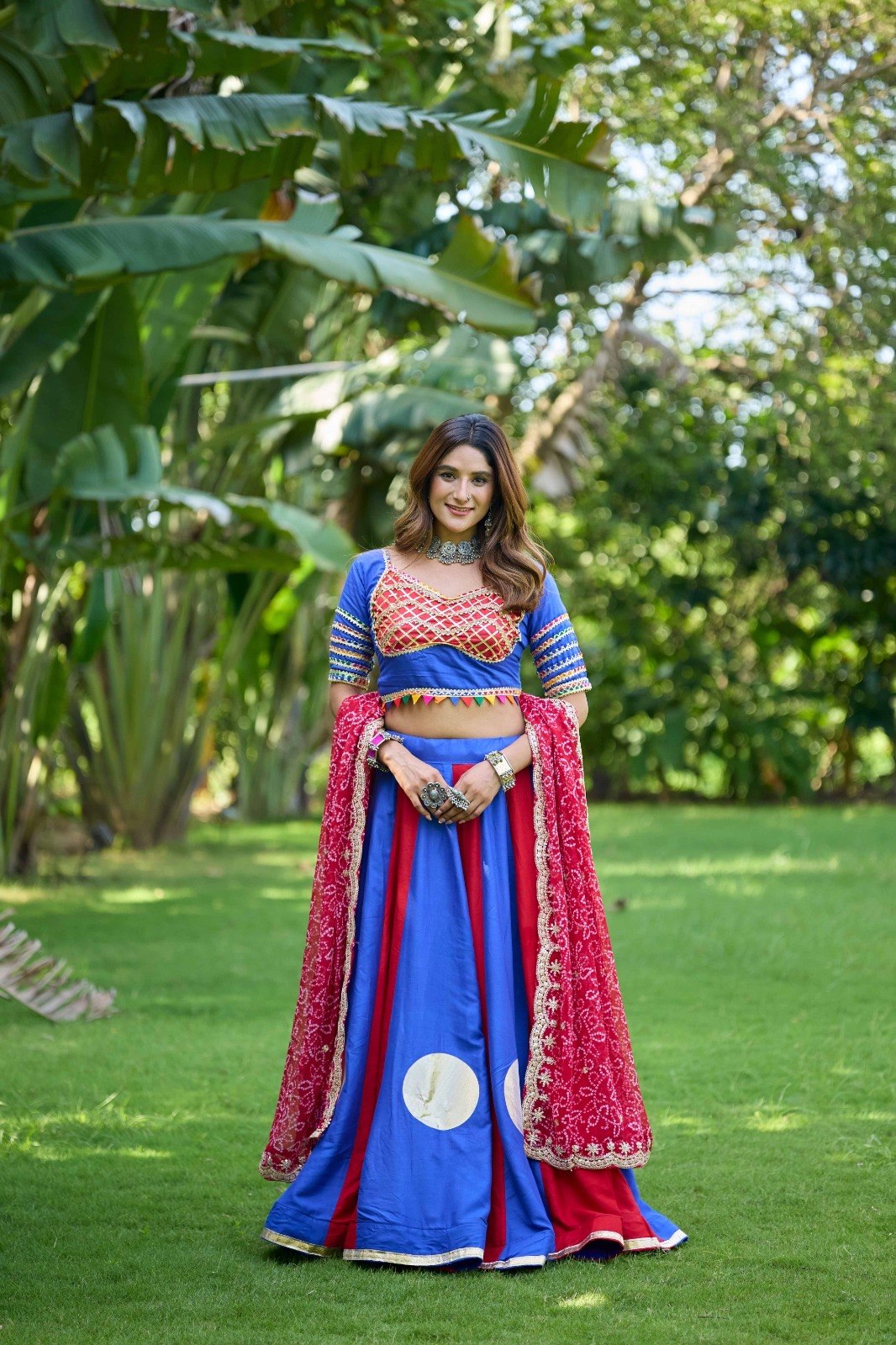 Sitara Pure Cotton Designer Lehenga Choli With 6 Meter Flair & Sequin Coding Work Bandhej Dupatta