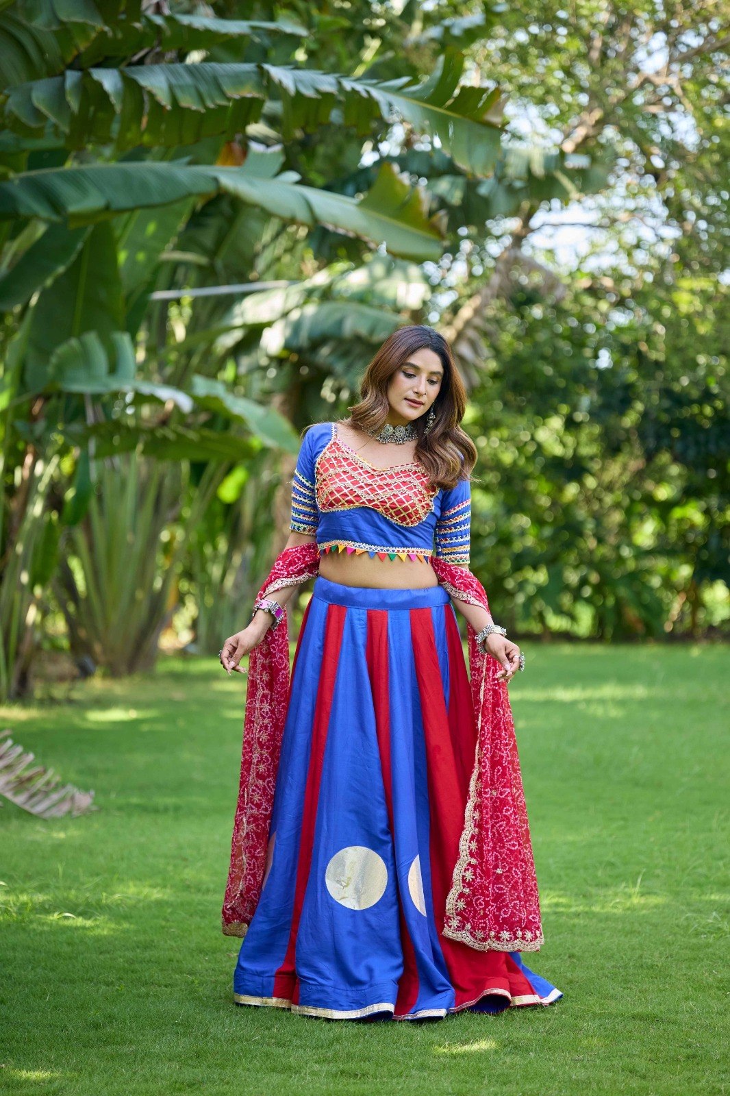 Sitara Pure Cotton Designer Lehenga Choli With 6 Meter Flair & Sequin Coding Work Bandhej Dupatta