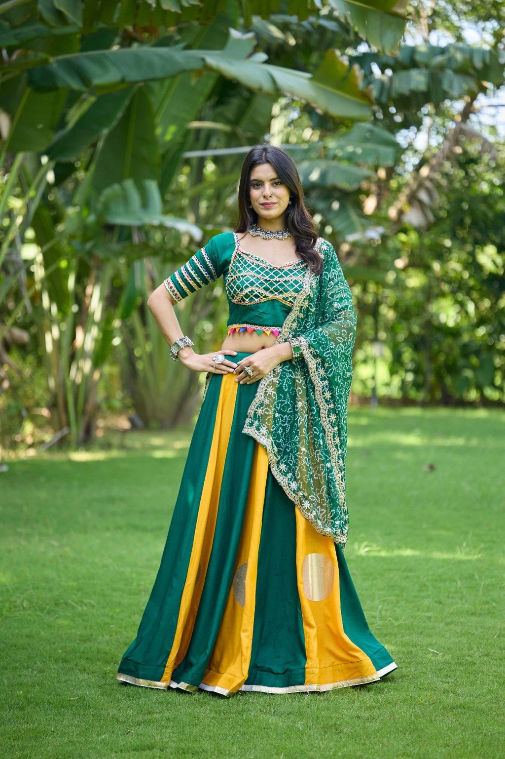 Sitara Pure Cotton Designer Lehenga Choli With 6 Meter Flair & Sequin Coding Work Bandhej Dupatta